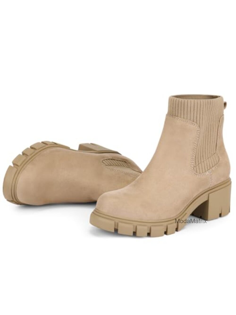 Chelsea Ankle Boots Suede Chunky Heel Slip Resistant Fall Winter Booties